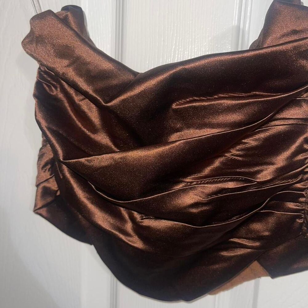Angel La Women's Brown Silky Strapless Top Size XS